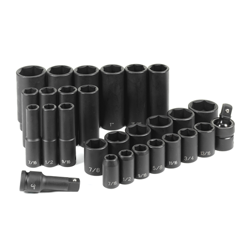 1328RD Grey Pneumatic 28 Pc 1/2" Dr Standard & Deep Length Set
