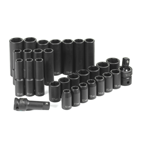 1430MRD Grey Pneumatic 30 Pc 1/2" Dr Standard & Deep Length Metric Set