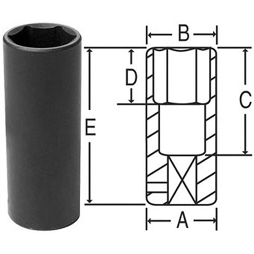 2021MDT Grey Pneumatic 1/2" Drive X 21Mm Extra-Thin Wall Deep