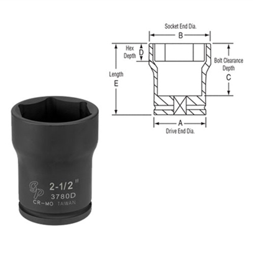 3788D Grey Pneumatic Soc 2-3/4 3/4D Imp Pinion Lcknt 6Pt Dp Blk