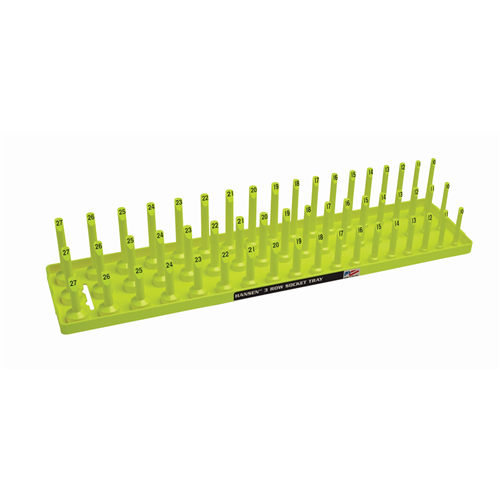 12083 Hansen Global 1/2" Metric 3-Row Socket Tray - Hi-Viz Yellow