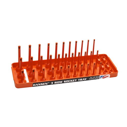 14053 Hansen Global 1/4" Sae 3-Row Socket Tray - Orange