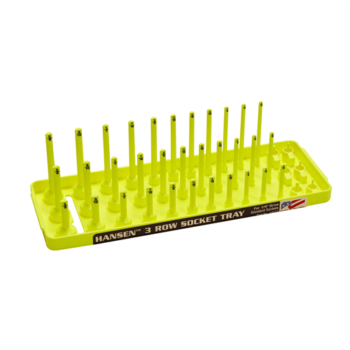 14073 Hansen Global 1/4" Sae 3-Row Socket Tray Hi-Viz Yellow