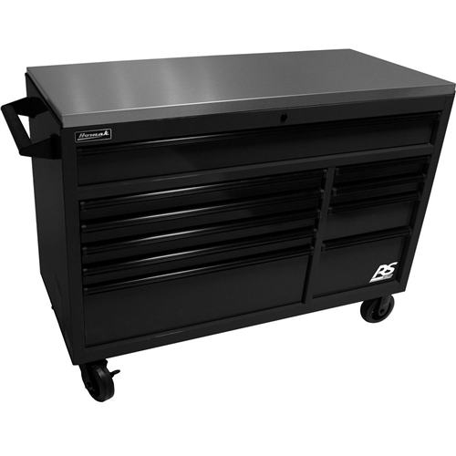 BK04054014 Homak Manufacturing 54" Rspro Rolling Workstation W/Stainless Steel Top Worksurface-Black