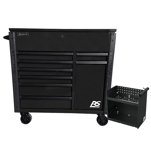 BK06044080 Homak Manufacturing 44" 8-Drawer Service Cart W/Power Tool Holder Drawer- Black