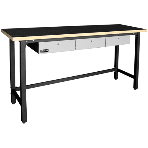 GS00579030 Homak Manufacturing Steel Workbench With 3 Drawers And Wood Top
