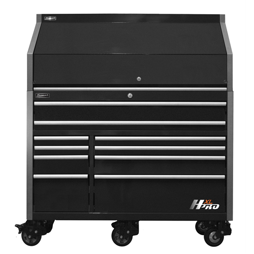 HXL Pro Series 30" Deep 18-Drawer Roller Cabinet and Top Hutch Combo -Black