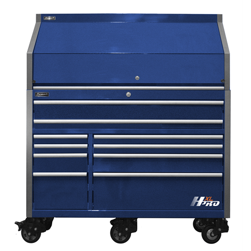 HXL Pro Series 30" Deep 18-Drawer Roller Cabinet and Top Hutch Combo -Blue