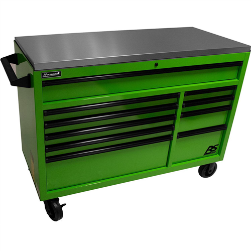 LG04054014 Homak Manufacturing 54" Rspro Rolling Workstation W/Stainless Steel Top Worksurface-Lime Green