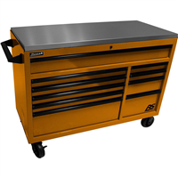 OG04054014 Homak Manufacturing 54" Rspro Rolling Workstation W/Stainless Steel Top Worksurface-Orange