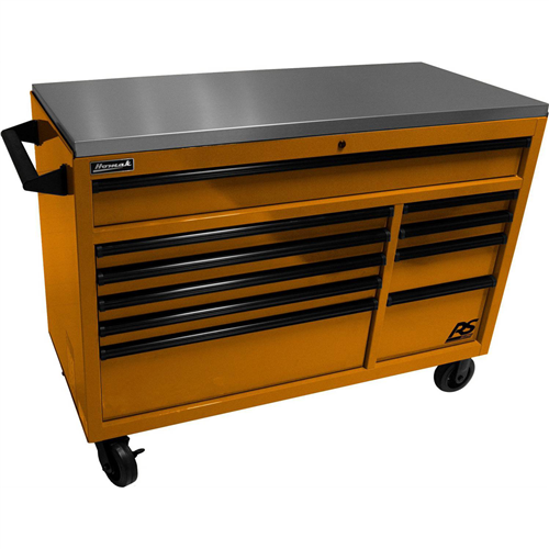 OG04054014 Homak Manufacturing 54" Rspro Rolling Workstation W/Stainless Steel Top Worksurface-Orange