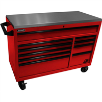 RD04054014 Homak Manufacturing 54" Rspro Rolling Workstation W/Stainless Steel Top Worksurface-Red