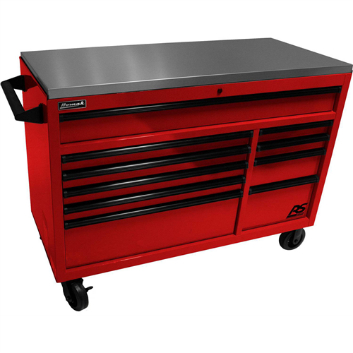 RD04054014 Homak Manufacturing 54" Rspro Rolling Workstation W/Stainless Steel Top Worksurface-Red