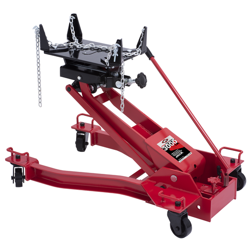 AFF - Transmission Jack - Hydraulic - Floor Style - Low Profile Wishbone Style - 3,000 Lbs. Capacity - 6.5" Min H to 31.7" High H - Manual Hand Pump - Heavy Duty