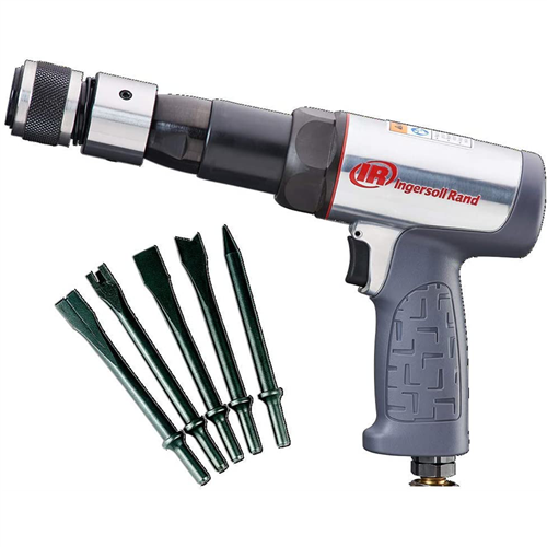 119MAXK Ingersoll Rand Industrial Duty Long Barrel Air Hammer 5-Piece Chisel Set, Vibration Reduced, 2530 Bpm, 3-1/2" Stroke, 3/4" Bore