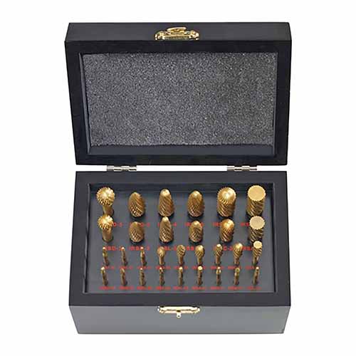 M30TIN Ingersoll Rand Carbide Grinding Burr Mega Kit, 30-Piece, 1/4" & 1/2" Shank, Various Head Diameters And Shapes With Hard Case