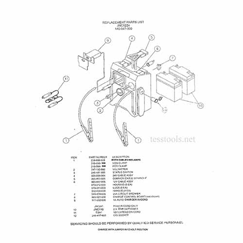 Model JNC1224  Parts List,Wiring Diagram or Schematic