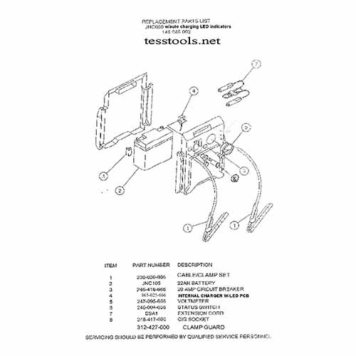 Model JNC660 W/Auto Charge Parts List and Parts automotive schematic diagrams 