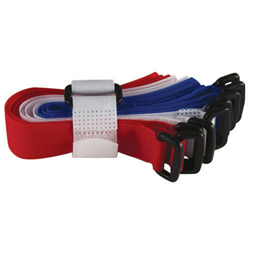 20-8-296 The Best Connection 8" Velcro Strip-Tie Fasteners W/Buckle Assort 8Pcs