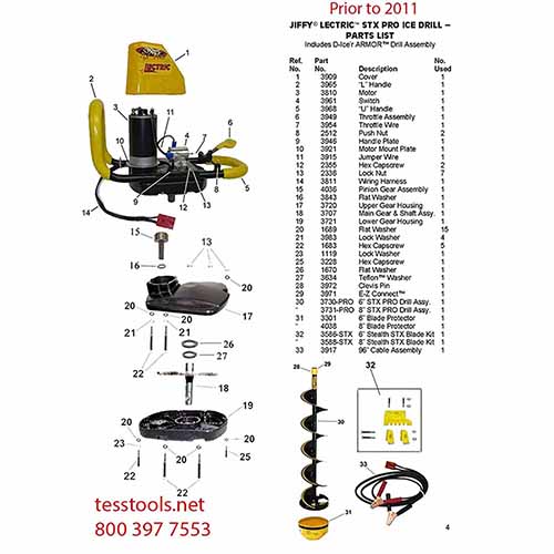 Jiffy Lectric Model 45 Parts List Prior to 2011