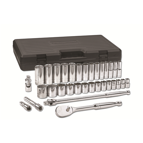 80715 Gearwrench 33 Pc 1/2" Dr 6 Pt Sae Std & Deep Socket Set