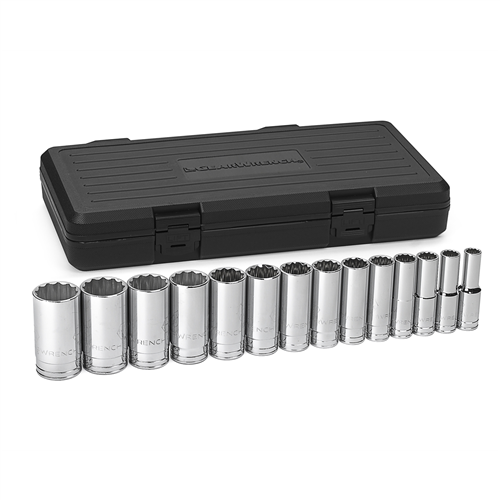 80732 Gearwrench 14 Pc 1/2" Dr Sae Deep 12 Pt Socket Set