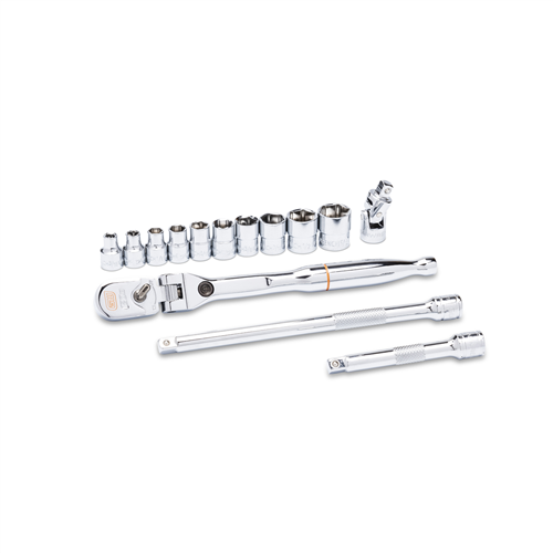 81391 Gearwrench 14 Piece 1/4" Drive 120Xp Locking Flex Head Ratchet And 6 Point Sae Stubby Socket Mechanics Tool Set