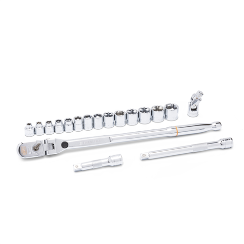 81392 Gearwrench 18 Piece 3/8" Drive 120Xp Locking Flex Head Ratchet And 6 Point Metric Stubby Socket Mechanics Tool Set