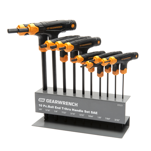 83523 Gearwrench 10Pc Sae T Handle Ball End Hex Key Set