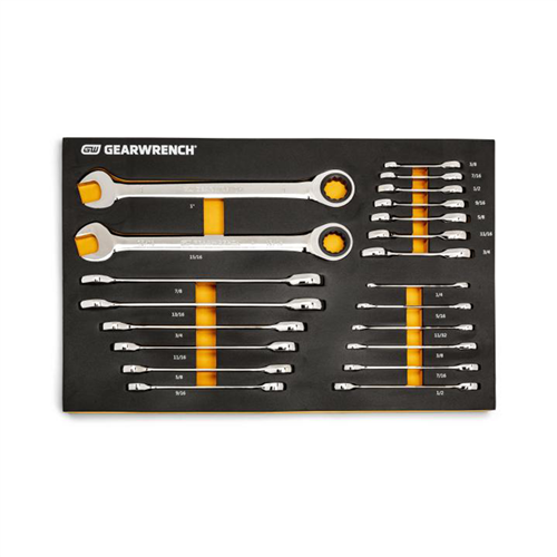 86526 Gearwrench 21 Pc. 72-Tooth 12 Point Sae Standard & Stubby Combination Ratcheting Wrench Set With Eva Foam Tray