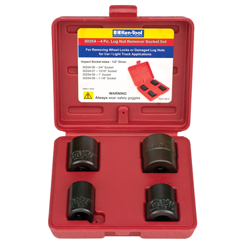 30254 Ken-Tool 4 Pc Lug Nut Remover Impact Socket Set