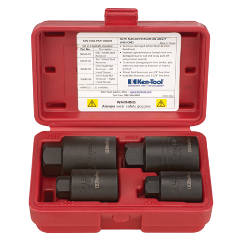 30649 Ken-Tool 4-Pc H.D. Wheel Stud Remover Set