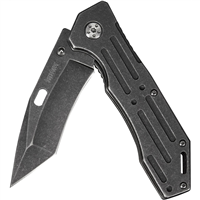 Kershaw Lifter (1302BW); Tactical Tanto Pocket Knife with 3.5 Inch 4Cr14 Steel Blackwashed Blade with Stainless Steel Blackwash Handle, SpeedSafe Assisted Opening and Deep-Carry Pocketclip; 3.2 OZ.