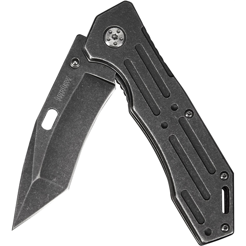 Kershaw Lifter (1302BW); Tactical Tanto Pocket Knife with 3.5 Inch 4Cr14 Steel Blackwashed Blade with Stainless Steel Blackwash Handle, SpeedSafe Assisted Opening and Deep-Carry Pocketclip; 3.2 OZ.