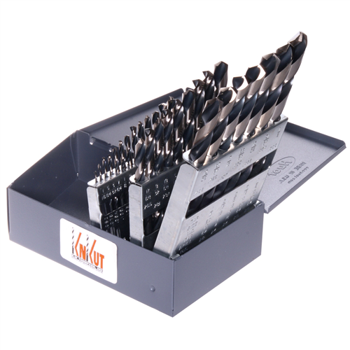 29KK38 Knkut Knkut 29 Piece Jobber Length Drill Bit Set 1/16"-1/2" By 64Ths 3/8" Reduced Shank