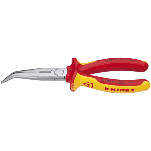 26 28 200 SBA Knipex Angled Long Nose Pliers W/Ctr.-1,000V Insltd