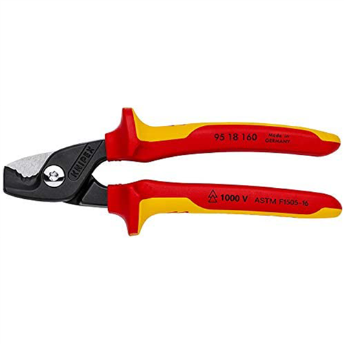 Cable Shears with StepCut Cutting Edges - 1000 V Insulated, packaged in clam shell