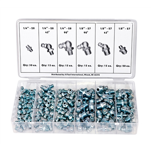 KTI-00074 K Tool International 110-Pc Hydraulic Grease Fitting Assortment