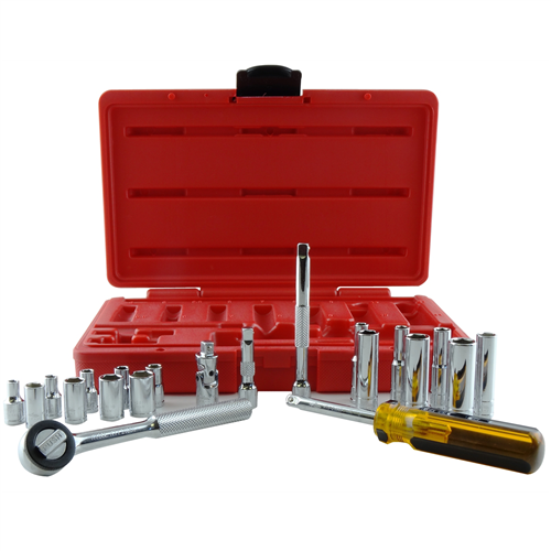KTI-26000 K Tool International 21-Pc 1/4" Dr 6-Pt Mm Chr Soc Set