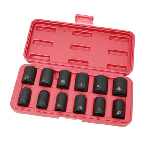 KTI-38100 K Tool International 12 Piece Metric Thin Wall Impact Socket Set 1/2" Drive - Short