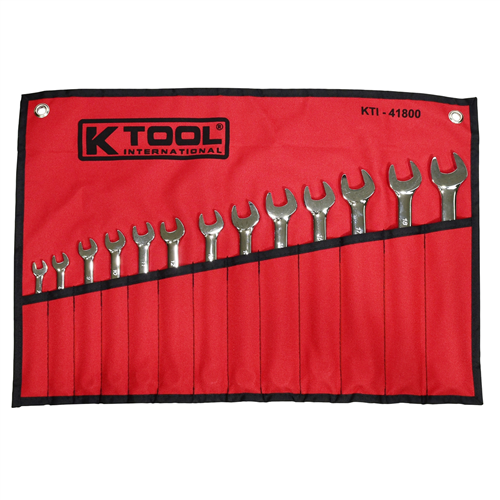 KTI-41800 K Tool International Wrench Set Combination 13 Pc Hi Polish Metric
