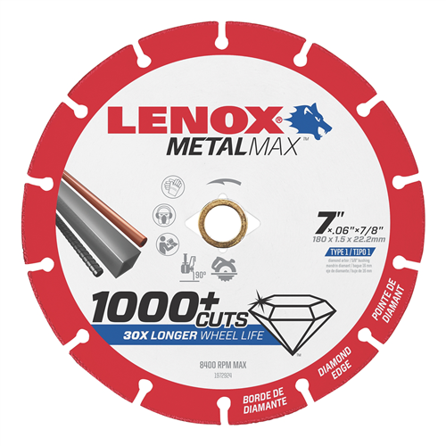 1972924 Lenox Tools Lenox Metal Max Diam Cutoff Wheel Ag/Cs 7" X 7/8"