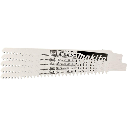 723064-A-5 Makita 6" All-Purpose Reciprocating Saw Blade, 10 Tpi (Pack Of 5)