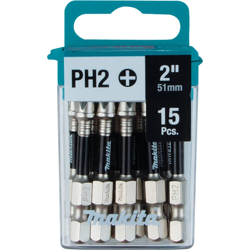 E-01046 Makita Impact Xps #2 Phillips 2" Power Bit, 15/Pk