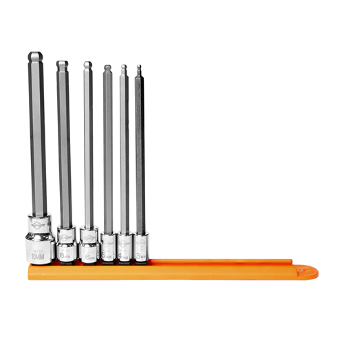 16046 Mayhew Mayhew 6 Pc Long Metric Ball Hex Insert Socket Bit Set