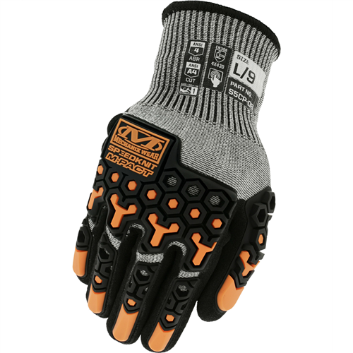 S5CP-08-008 Mechanix Wear Speedknit M-Pact Dipped Nitrile Cut Level A4 Gloves, Med