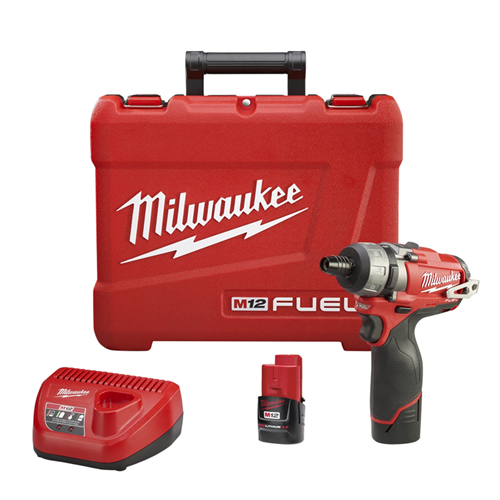 2402-22 Milwaukee Tool M12 Fuel 1/4" Hex 2-Speed Screwdriver (2) Batt Kit