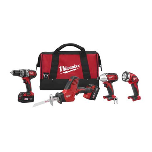 2695-24 Milwaukee Tool M18 4-Tool Combo Drill Saw Impact Driver Light Kit