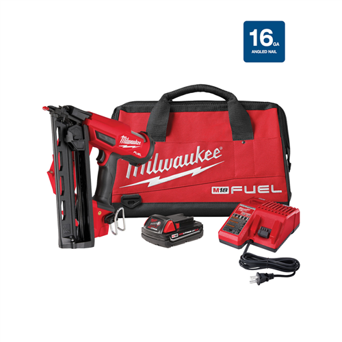 2841-21CT Milwaukee Tool M18 Fuel 16 Gauge Angled Finish Nailer Kit