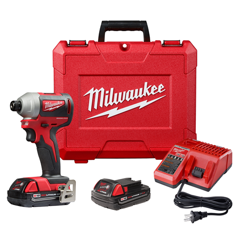 2850-22CT Milwaukee Tool M18 Comp Brushless 1/4" Hex Imp Driver (2) Batt Kit